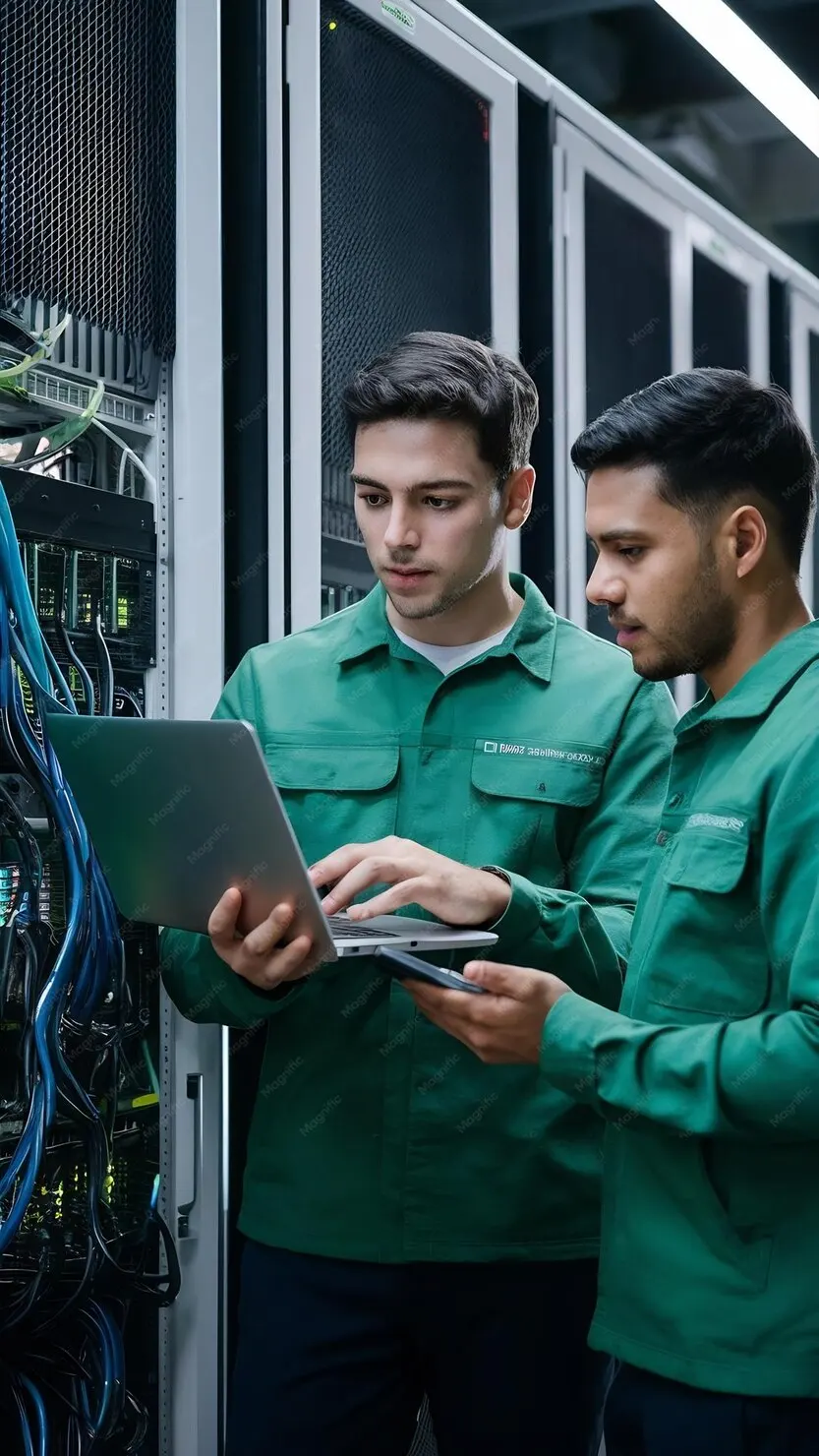 Pinetree engineer performing preventive maintenance under an IT AMC in Dubai