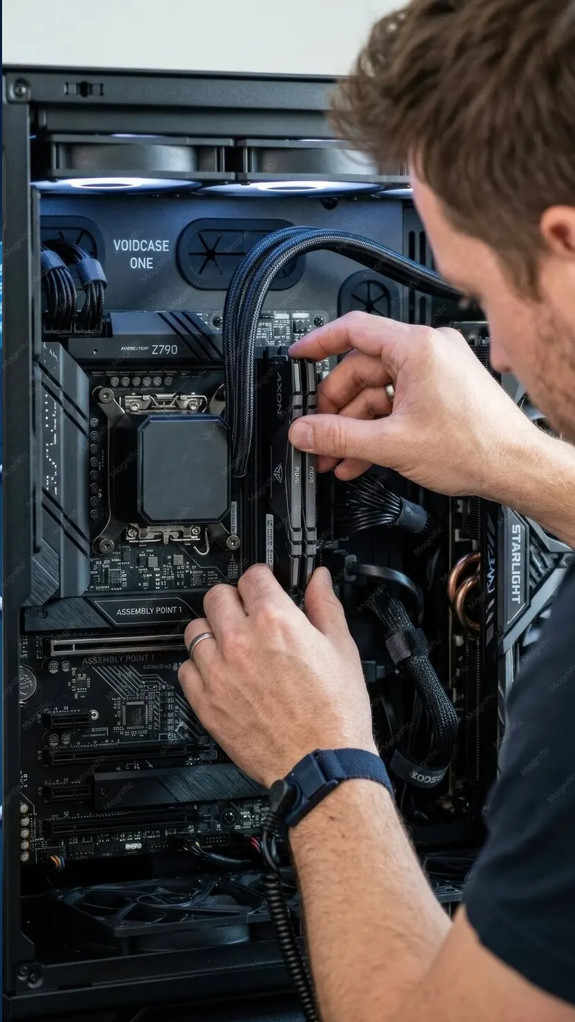 Pinetree engineer performing preventive maintenance under an IT AMC in Dubai
